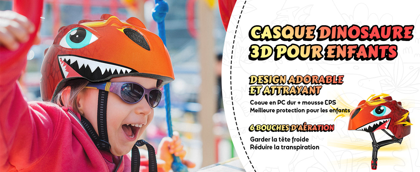 New - Kids' "Dragon" Bike Helmet for Boys and Girls, Ideal for Scooter, Trike, and Skateboard, Adjustable Size