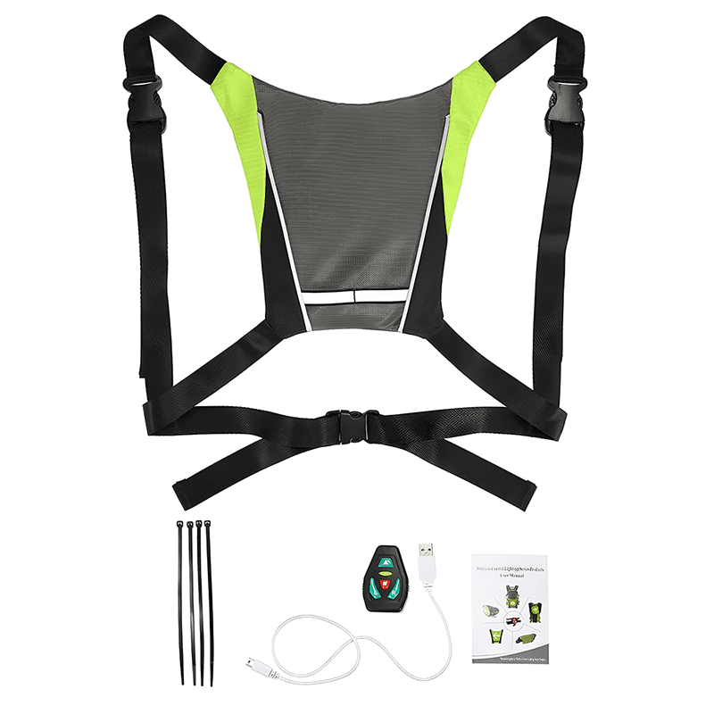 XWTJUER 48 LED Gilet Velo Clignotant,USB Rechargeable sans Fil  Réfléchissant Sac à Dos, Clignotants Gilet Jaune Velo avec 5 Réglable Dos  Indicateurs de Direction pour l'avertissement de Nuit à Velo : 